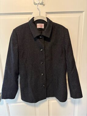 Pendleton Dark Gray 100% Wool Coat Button Front collar lined jacket 6 6p petite